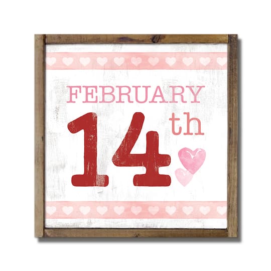February 14th Framed Wood Plaque
